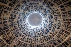 Visitors seen at the Yad Vashem Holocaust Memorial museum in Jerusalem on May 2, 2024, ahead of Israeli Holocaust Remembrance Day