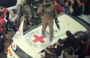 Hamas terrorist on Red Cross vehicle