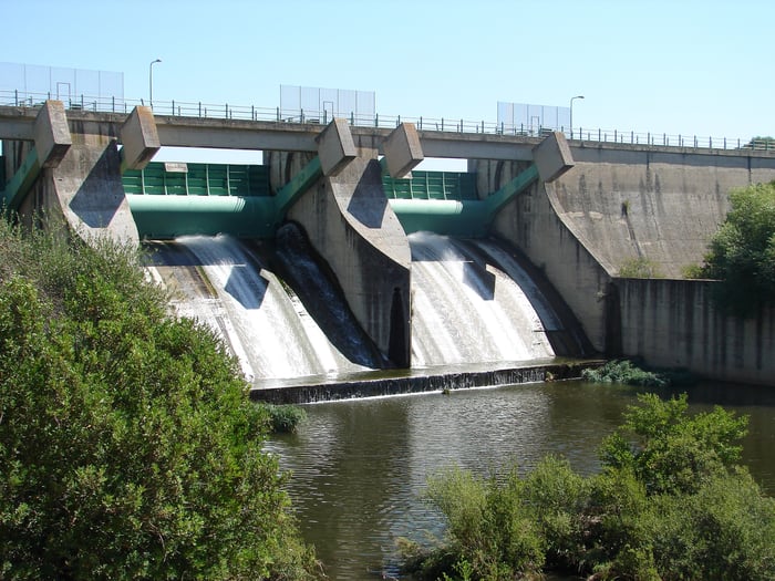 Hydroelectric plant. Illustration.