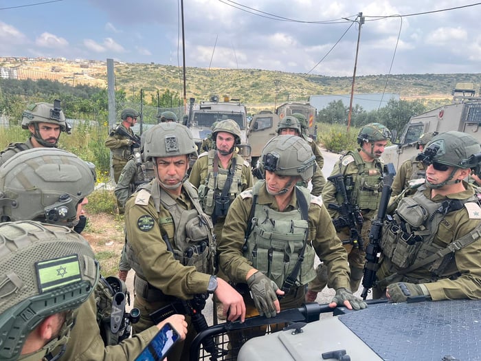 IDF soldiers with GoPros. Illustration.