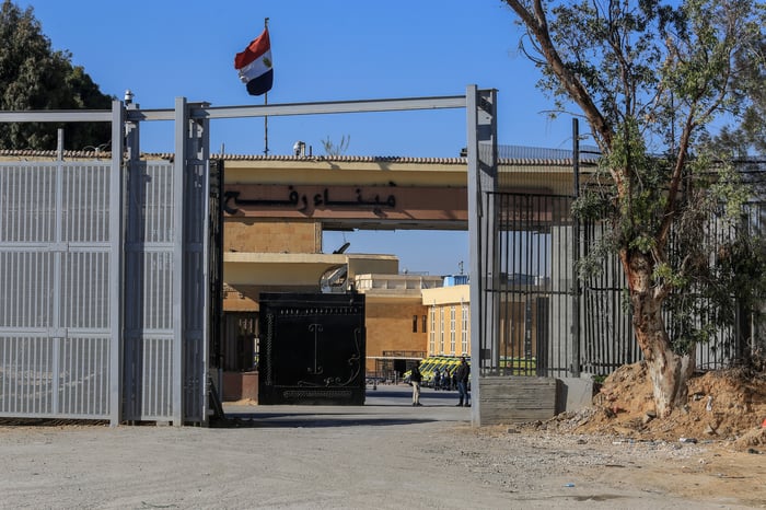 Above ground, aid comes in - and underground, allegedly, weapons for Hamas. Rafah crossing.