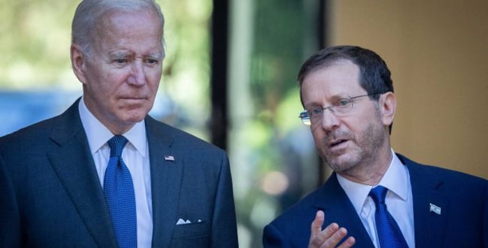Joe Biden and Isaac Herzog during Biden's visit in Israel