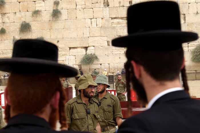 Haredim and IDF Soldiers at Western Wall