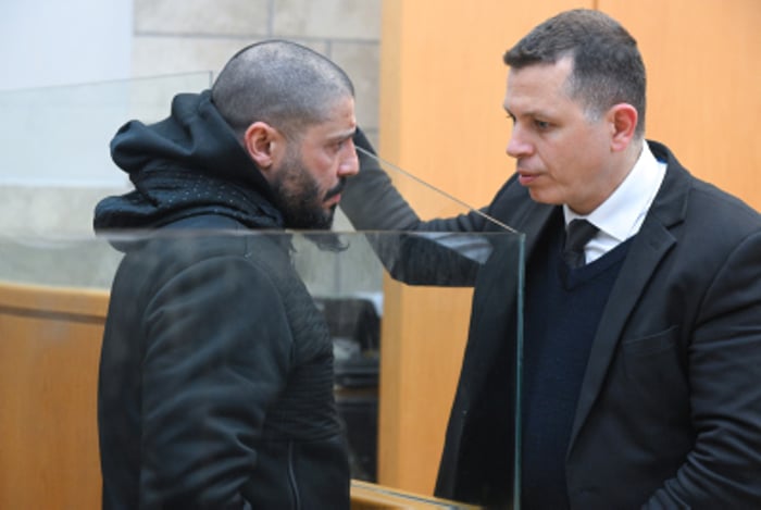 Nidal Abu Latif, who was arrested in a major police operation, is brought for a court hearing at the Nazareth Magistrate's Court, 2023. 