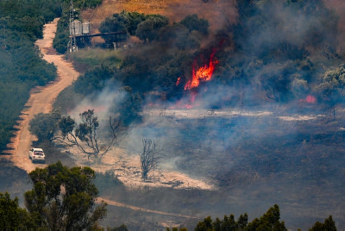 View of a fire in Yavne'el northern Israel