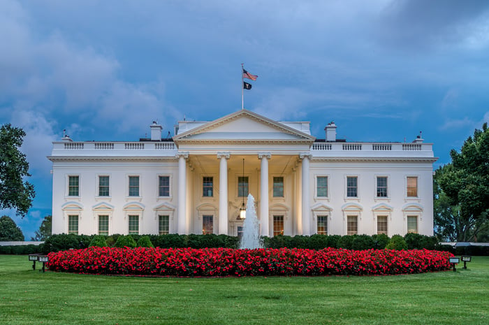 White House Lawn at dusk 