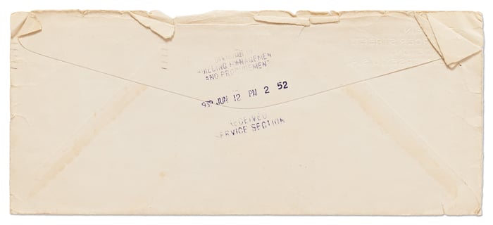 Original envelope of letter penned by Einstein in 1939