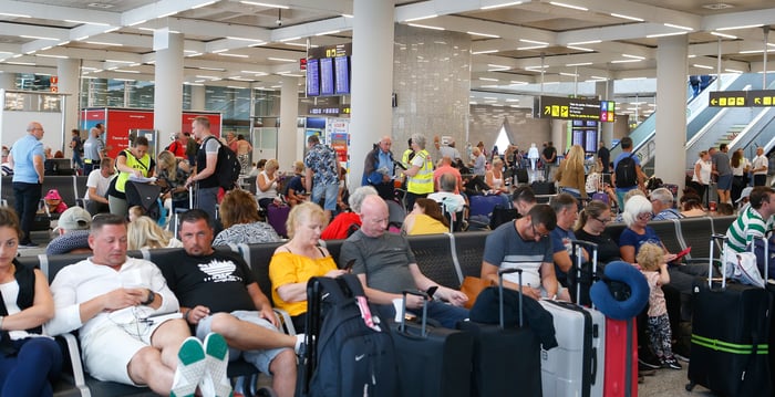 Passengers stranded at the airport 