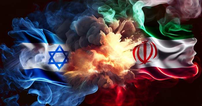 Israel vs. Iran. Illustration.