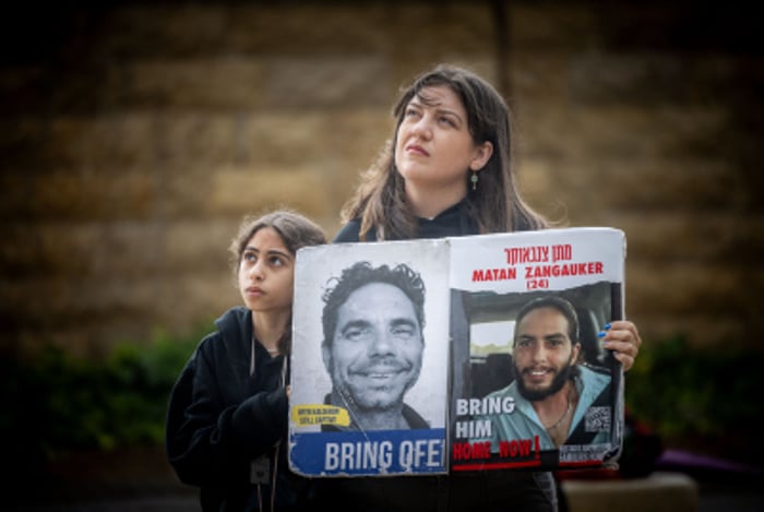 amilies of Israelis held hostage by Hamas terrorists protest, calling for the for the release of Israeli hostages 