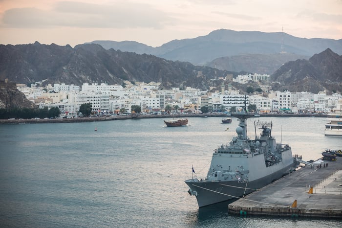 Warship in Muscat, Oman 