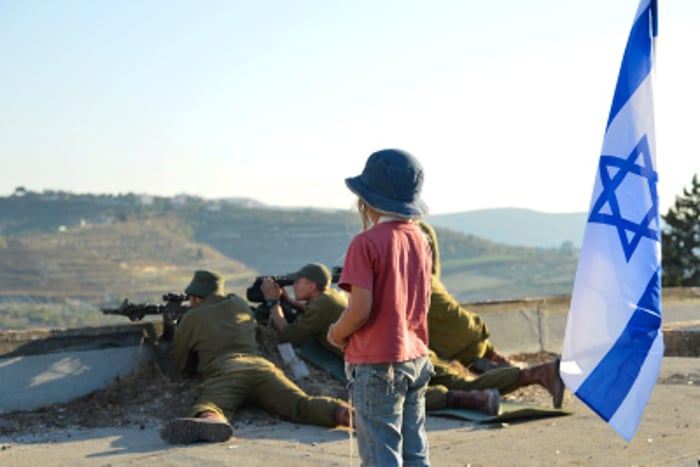 Israeli soldiers guard what was the Sa-Nur settlement, one of four evacuated Jewish settlements in northern Samaria 