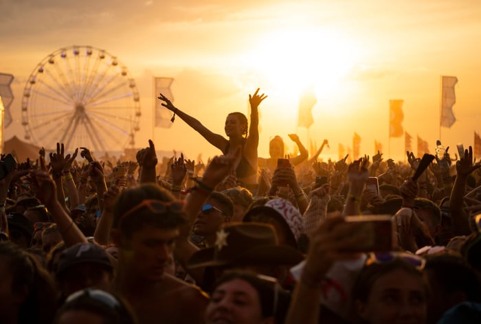 General view of the huge crowds enjoying a festival