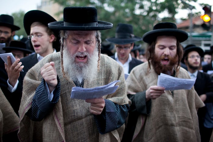 Charedi protest against the draft.