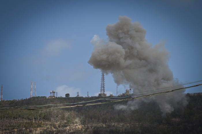 Smoke from Hezbollah rockets. Illustration.