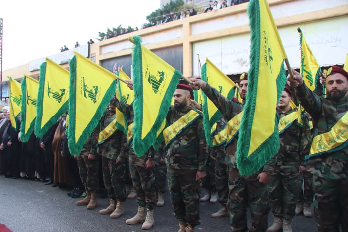 Hezbollah terrrorists at a funeral