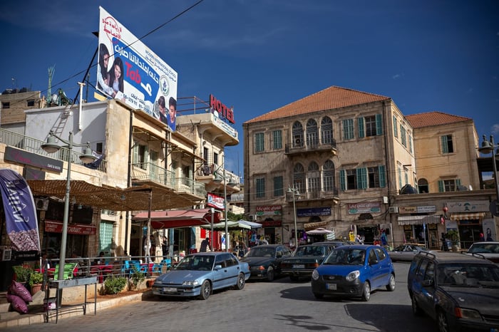 An old square in modern Baalbek