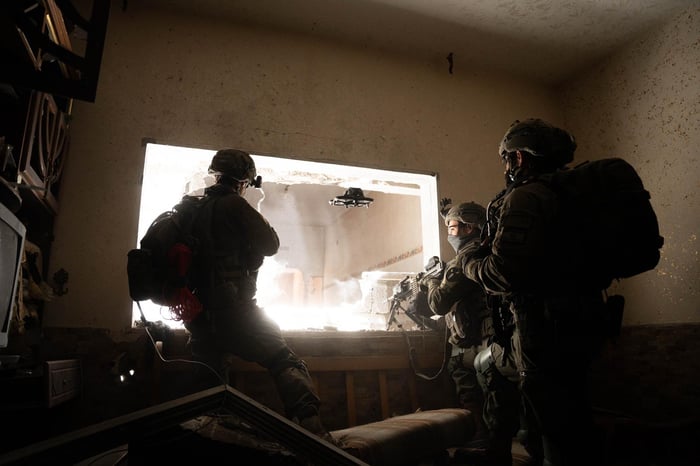 IDF soldiers operating a drone