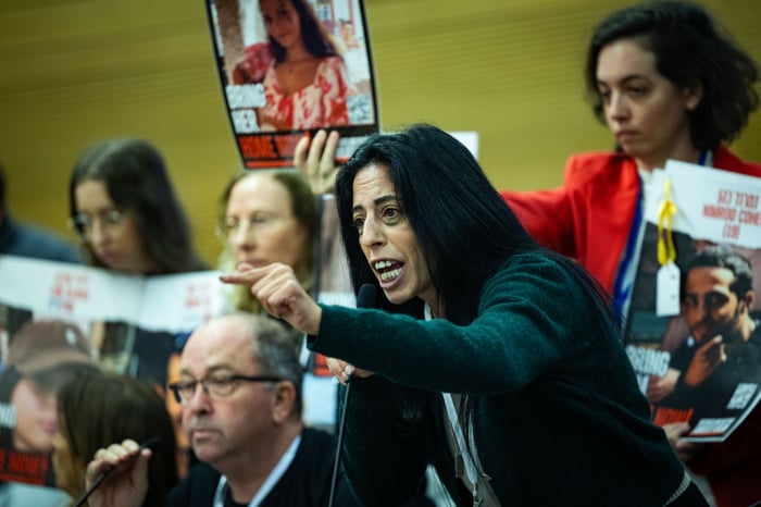 Families of Israelis held hostage in the Gaza Strip attends a National Security committee meeting at the Knesset, November 27, 2024 