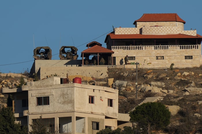 sraeli troops in Syria, as seen from the Northern Israeli druze town of Majdal Shams. December 19, 2024