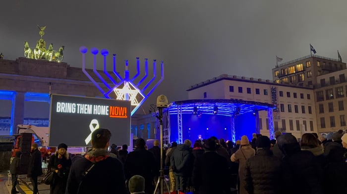 Berlin's Jewish community light the Hanukkah