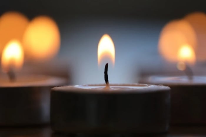 A memorial candle