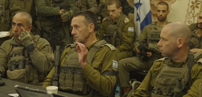 IDF Chief of Staff Herzi Halevi with other senior officers.