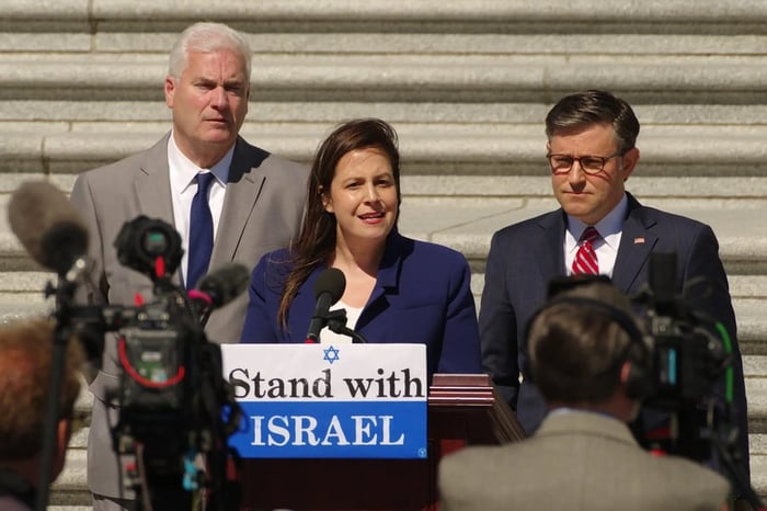 Elise Stefanik speaking at pro-Israel rally 