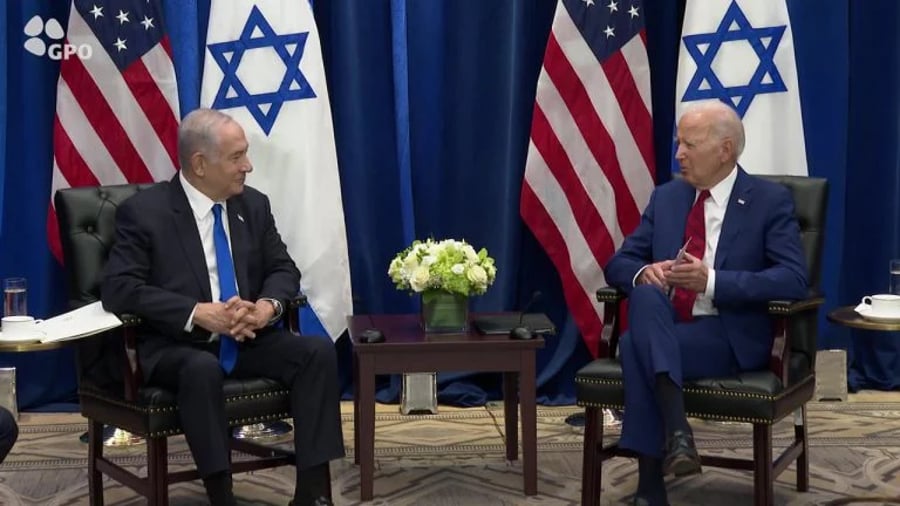 Prime Minister Netanyahu in a meeting with President Biden in the USA 