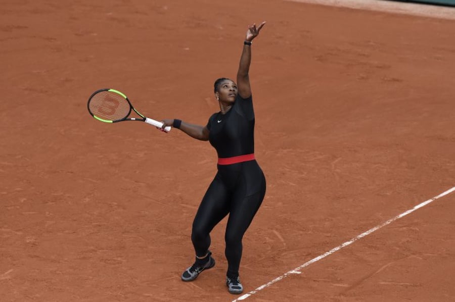 Serena Williams with the Black Panther outfit
