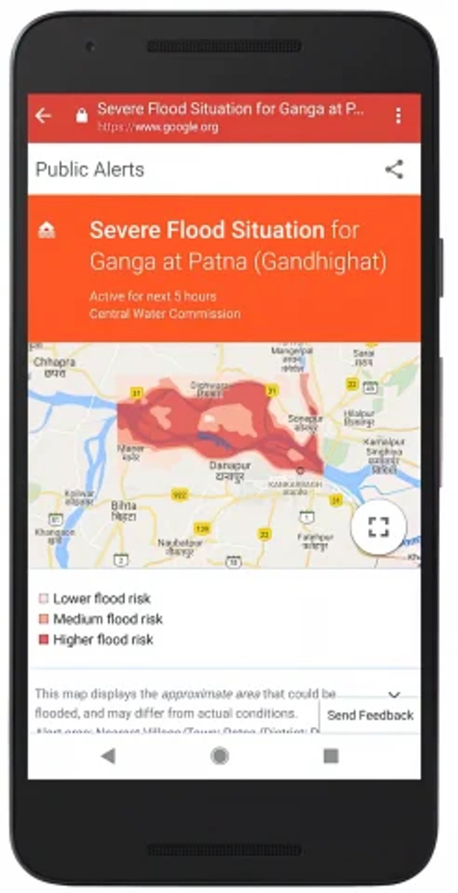 Google flood warning