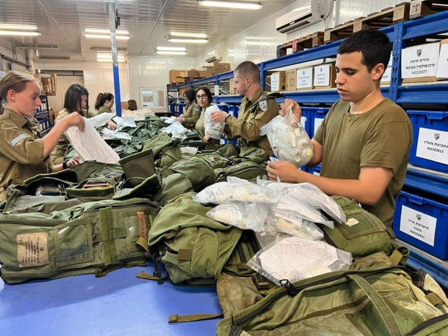 Medical equipment being packed on the way to IDF units.