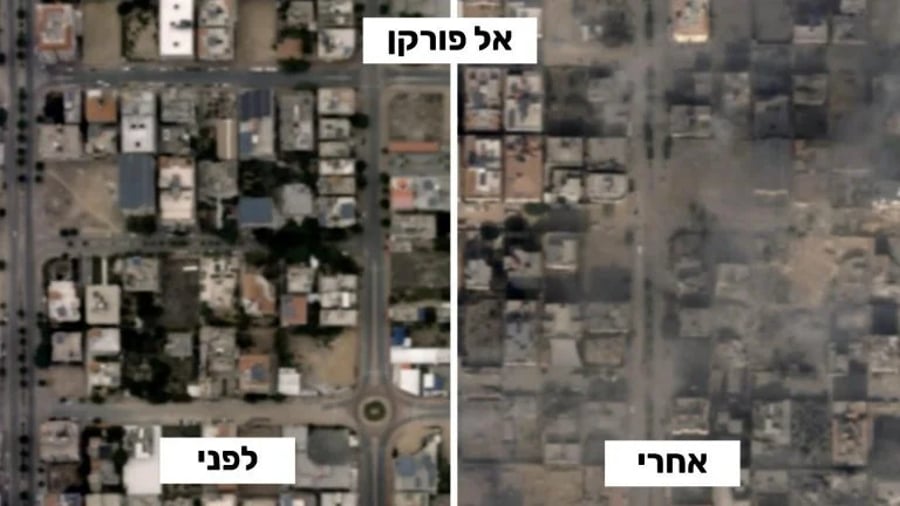 Al-Furqan neighborhood, before (right) and after (left).