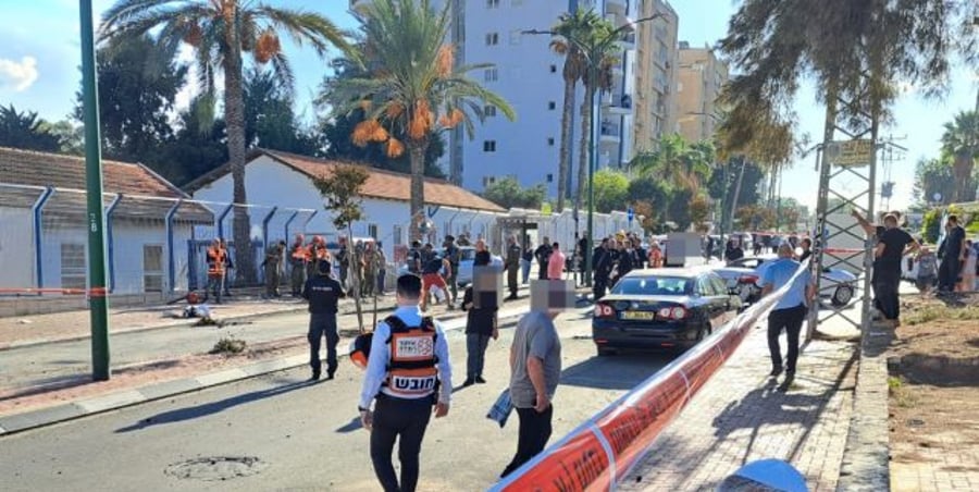The scene of a rocket crash in Ashkelon