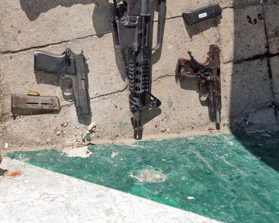 The weapons seized at the scene