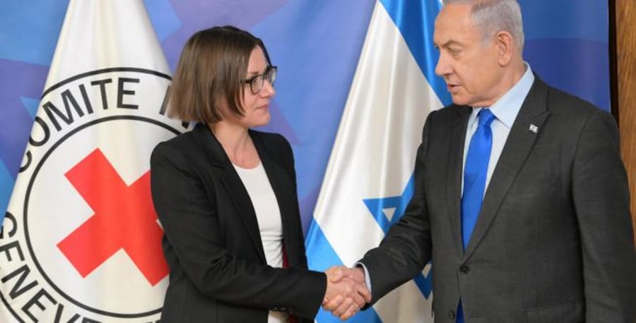 Netanyahu and the Red Cross President.