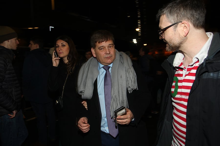 London, United Kingdom - January 31, 2020//: Brexit Celibration in Parliament Square, Westminster. Conservative Mp Andrew Brigden (centre)