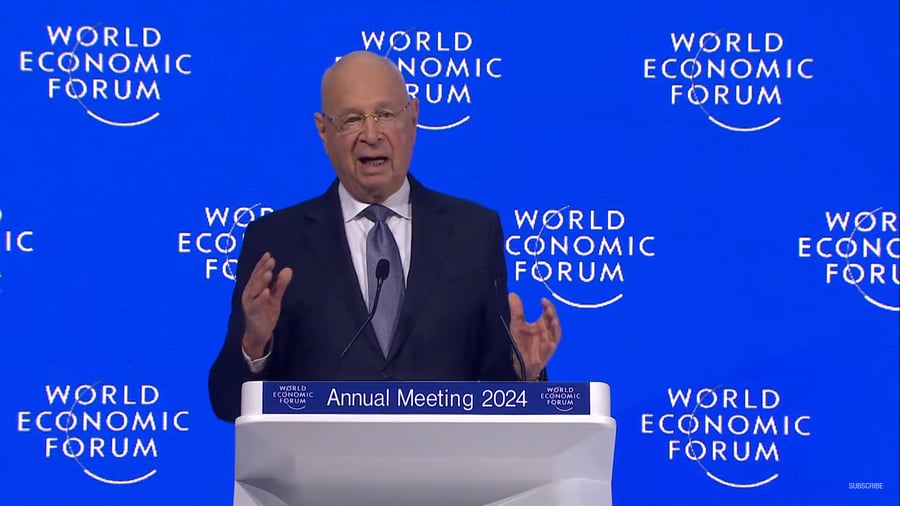 Klaus Schwab Chairperson of the World Economic Forum. World Economic Forum Annual Meeting 2024 in Davos.