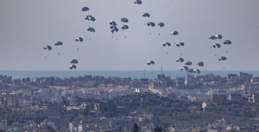 Humanitarian aid parachuted into Gaza