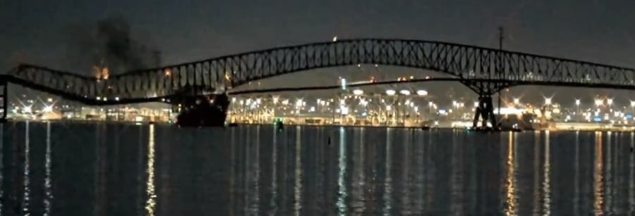 The collapsed Francis Scott Key Bridge in Baltimore.