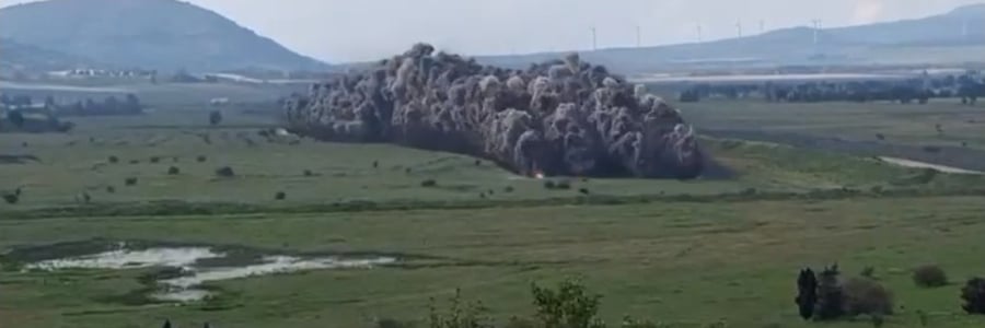Controlled detonation of mines.