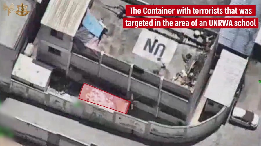 Container serving as terror base next to school.