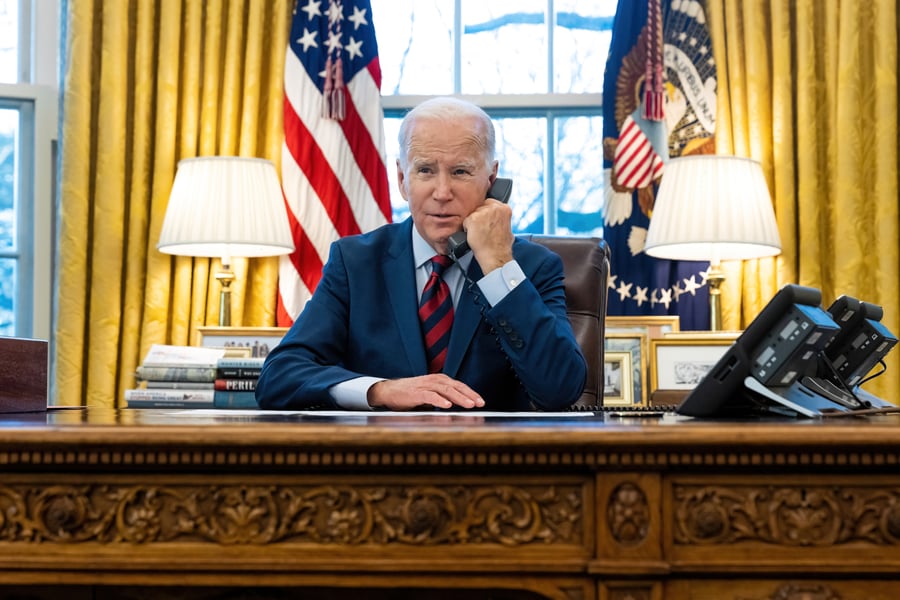 US President Joe Biden in the Oval Office of the White House