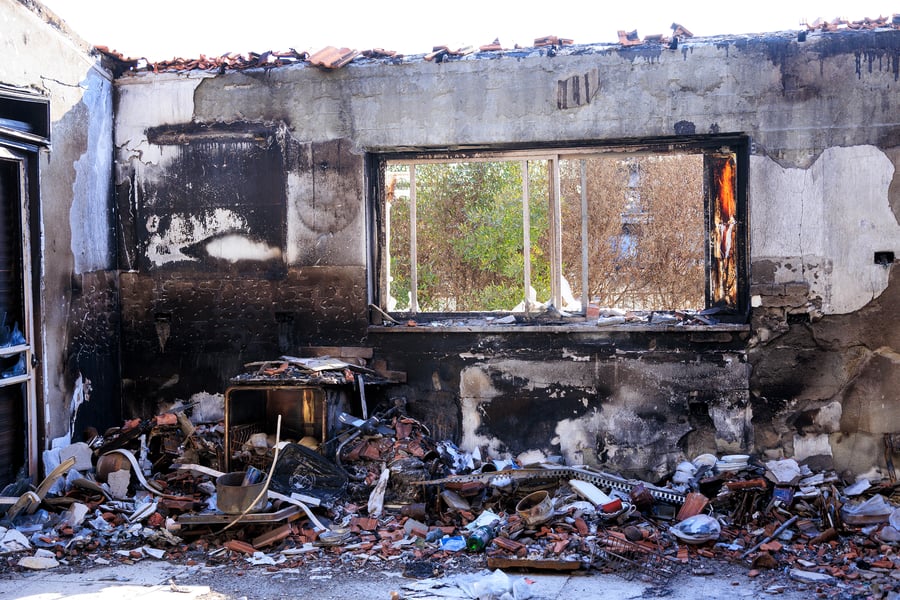 Destruction at Kibbutz Be'eri home