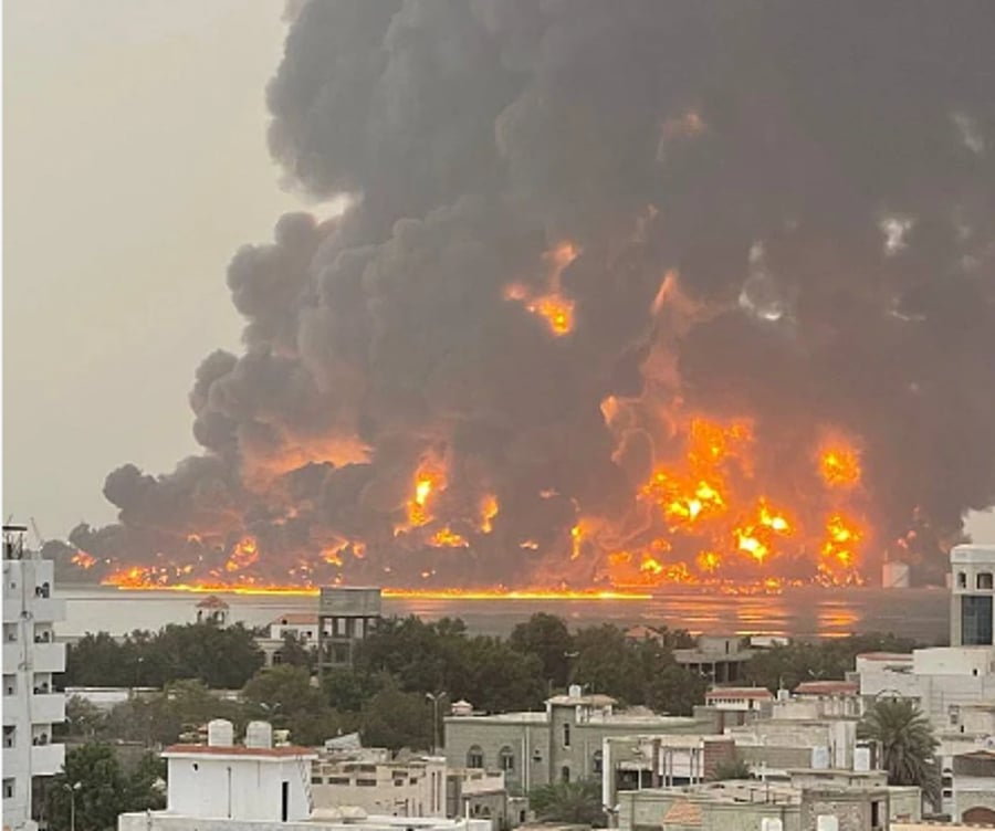 Aftermath of Israeli strikes on the port city of Hodeida, Yemen