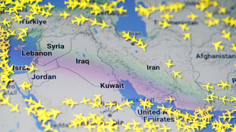 Closed airspace of Israel, Iraq and Jordan during the armed conflict with Iran