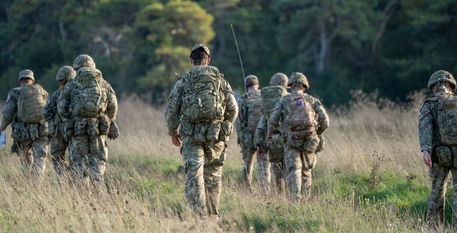 British troops. Illustration.