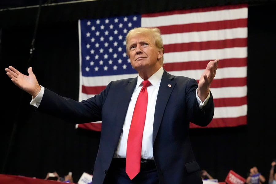 Republican presidential nominee former President Donald Trump speaks at a campaign rally in Bozeman. 09.08.2024. 