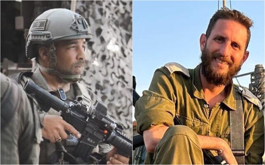 Maj. (res.) Yotam Itzhak Peled (right) and Sgt. Maj. (res.) Mordechai Yosef Ben Shoam, killed in the central Gaza Strip on August 17, 2024