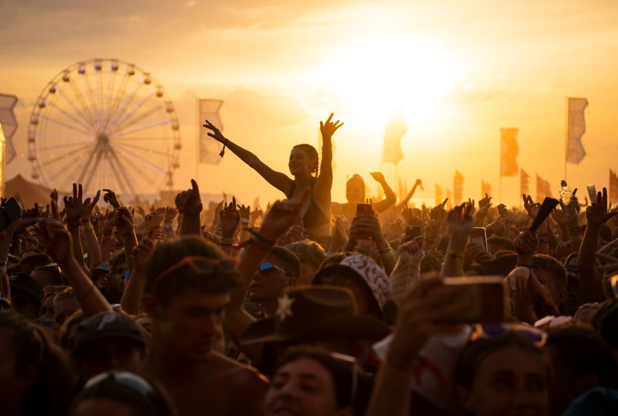 General view of the huge crowds enjoying a festival